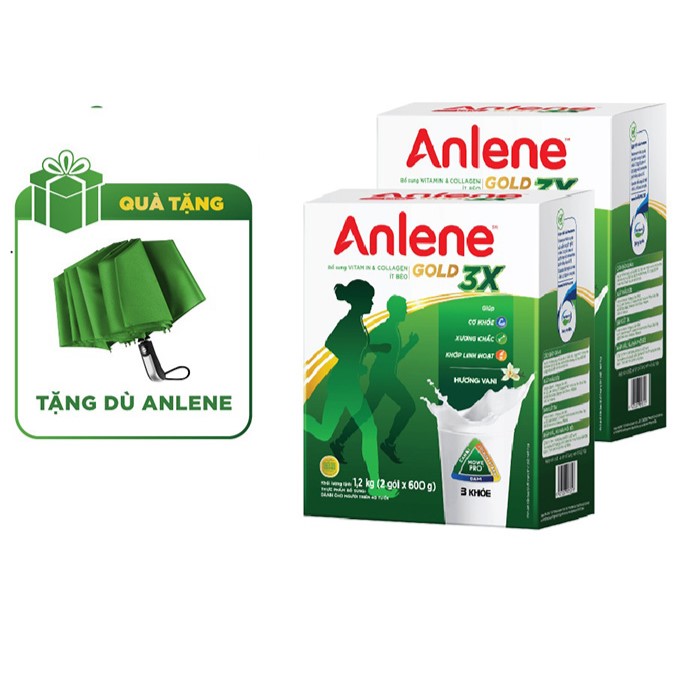 Combo 2 Sữa Bột Anlene Gold 3X Hương Vanilla tặng dù Anlene