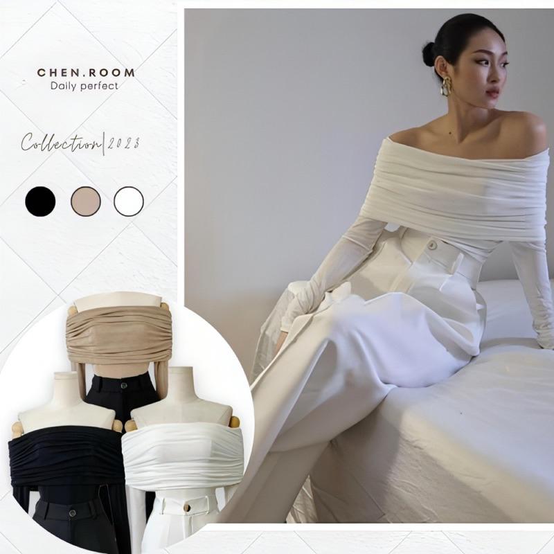 Chen.room Áo trễ vai Tina xếp nhúm đơn giản sang trọng, áo dự tiệc