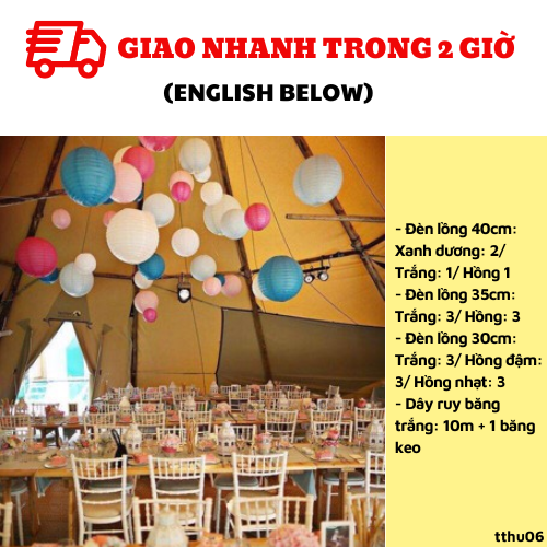 Bộ lồng đèn trang trí trung thu nhiều màu tthu06