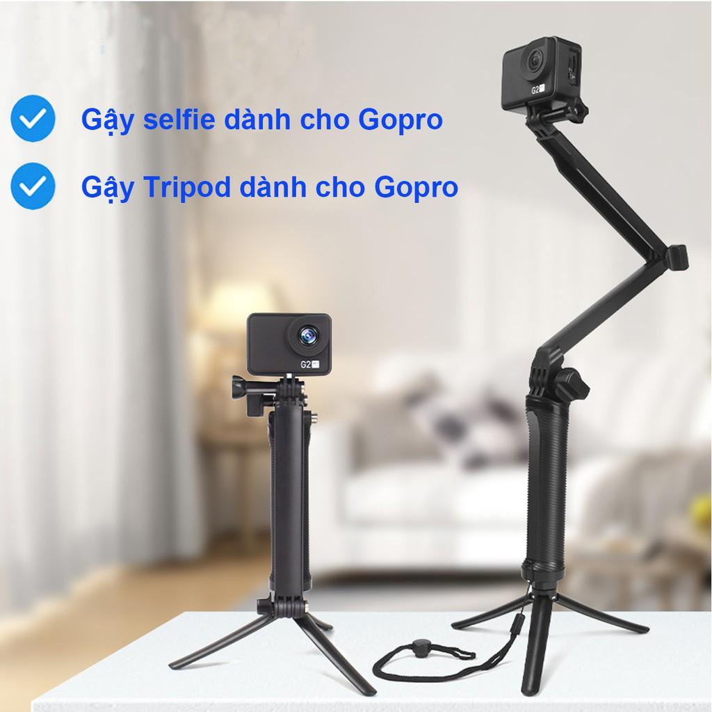 Gậy gấp 3 khúc 3-Way thiết kế tiện lợi có thể gấp gọn làm tay cầm, làm tripod dành cho máy quay GoPro và máy quay hành trình