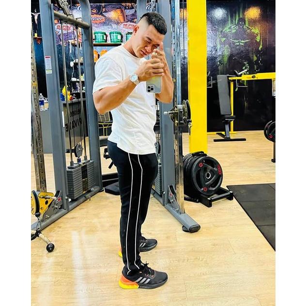 Quần Dài Tập Gym Nam Gymshark 2 Sọc Cao Cấp Chất Cotton Thiết kế Trung Năng Động