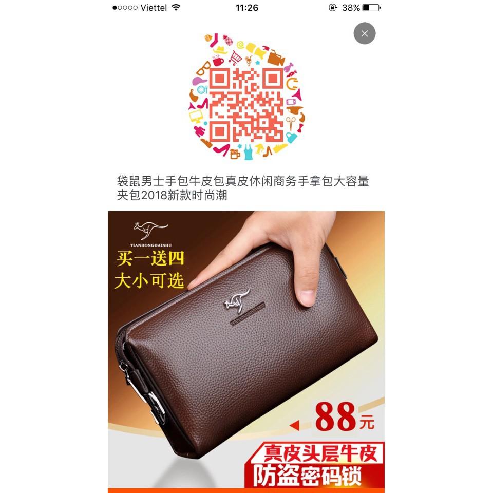Ví cầm tay cắp nách DA BÒ cao cấp khóa số an toàn TIANHONGDAISHU