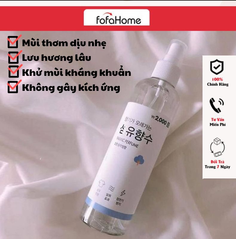 Xịt Thơm Khử Mùi Quần Áo Fabric Perfume Hàn Quốc 150ml Tiện Lợi, Xịt Thơm Phòng Đa Năng- Giao mùi ngẫu nhiên