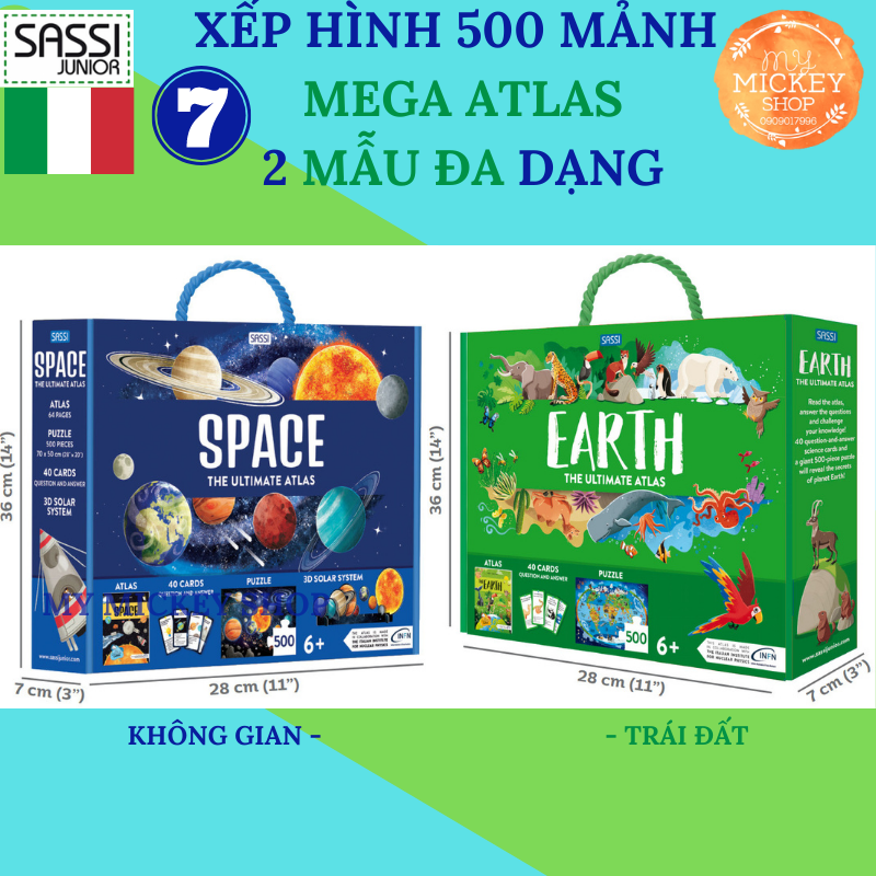 Bộ xếp hình giấy 500 mảnh Khám phá về Không Gian -THE SPACE chính hãng Sassi