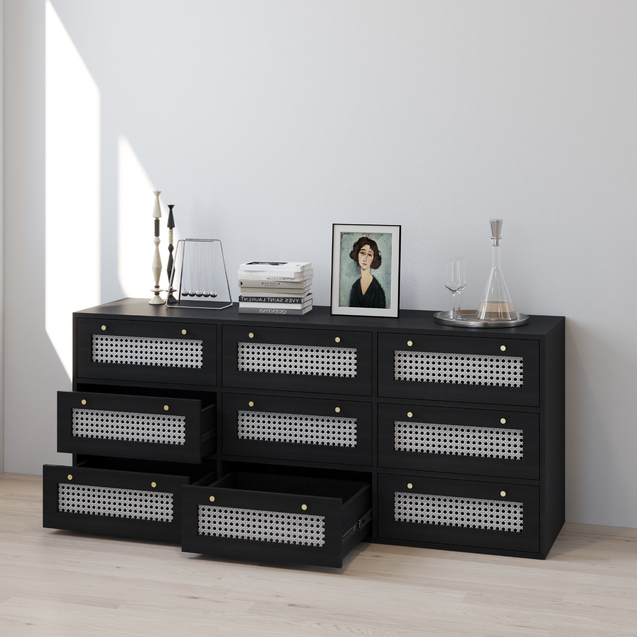 HAPPY FURNITURE , Tủ lưu trữ 8 ngăn kéo - MAY , THK_305 , 164cm x 45cm x 70cm DxRxC