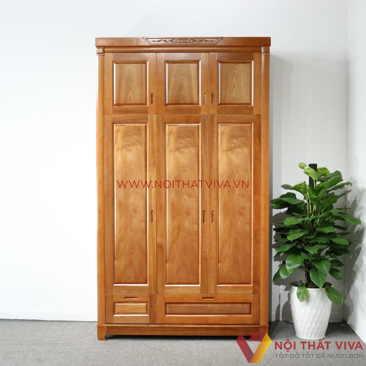 Tủ Quần Áo Gỗ Xoan Đào 3 Cánh Kịch Trần Đẹp Giá Rẻ