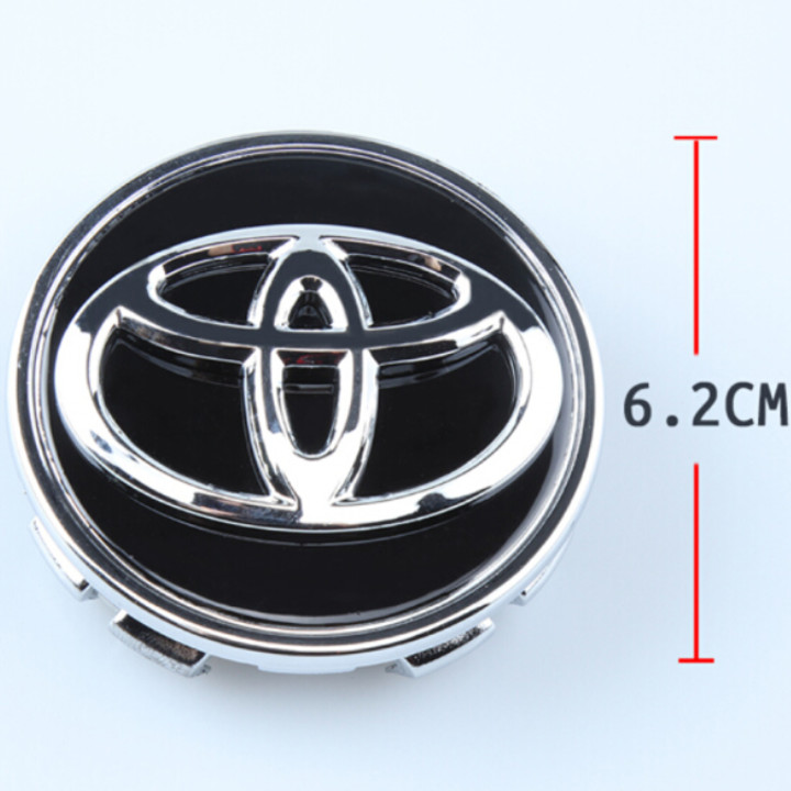 Logo chụp mâm, ốp lazang bánh xe ô tô Toyota đường kính 62mm - Nhựa ABS