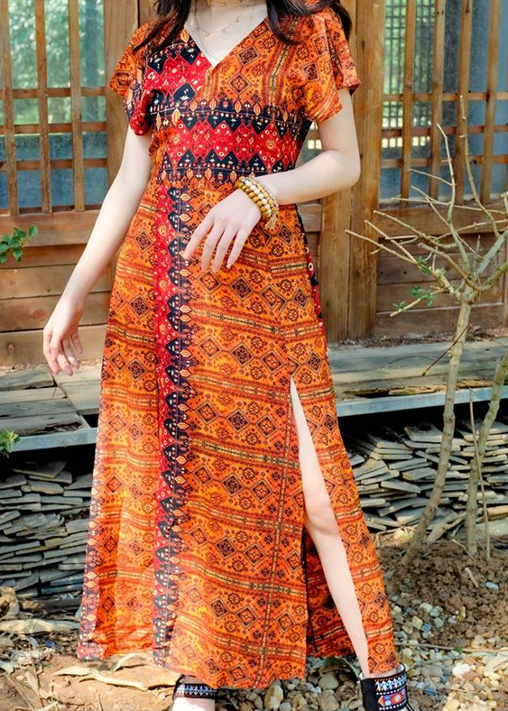 Váy thiết kế maxi đỏ cam
