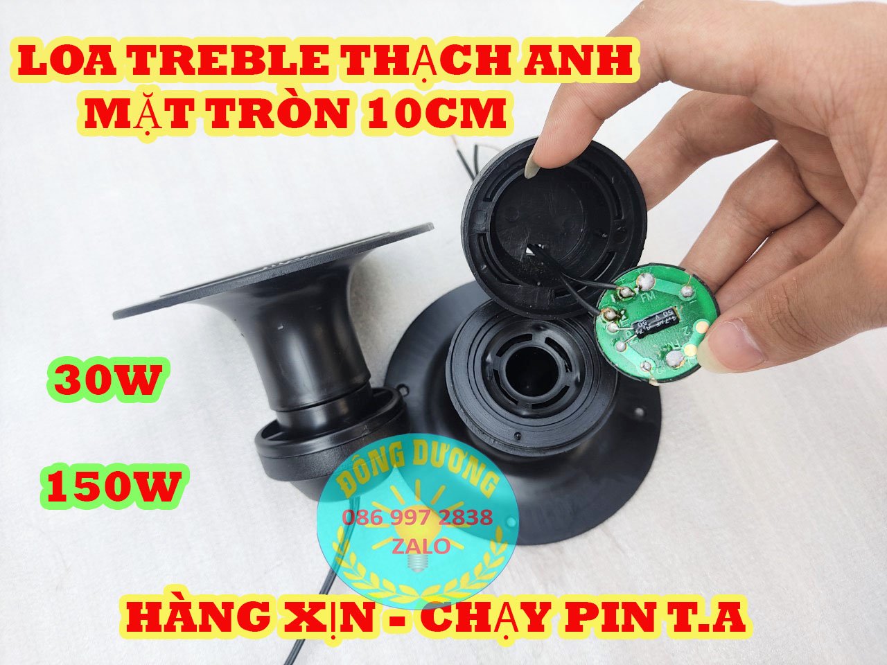 LOA SIÊU TRÉP THẠCH ANH TRÒN 10CM - LOẠI GẮN PIN SIÊU TREBLE - LOA TREBLE RỜI