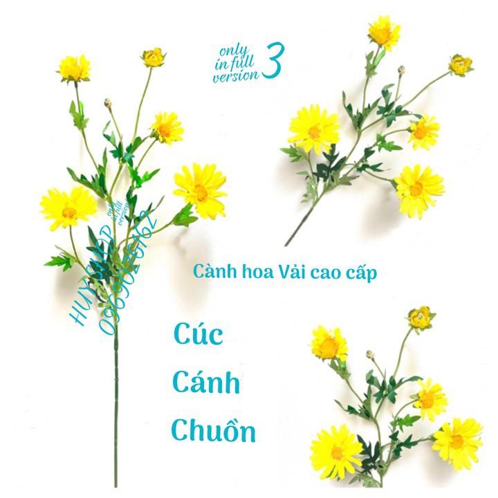 HOA GIẢ TRANG TRÍ - CÀNH HOA CÚC CÁNH CHUỒN VẢI CAO CẤP