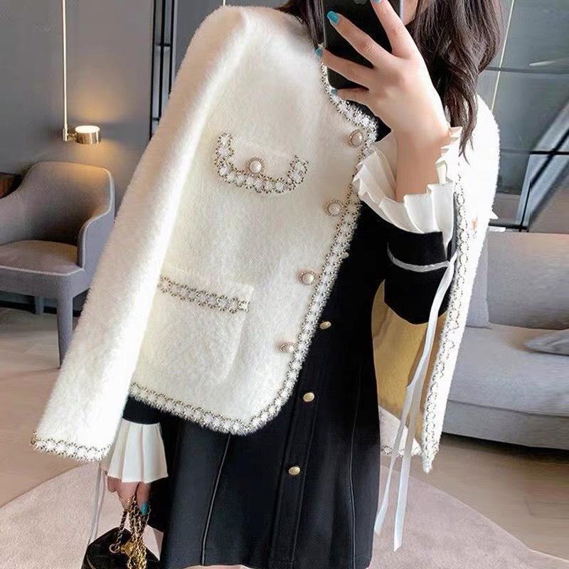 Áo khoác dạ lông thỏ