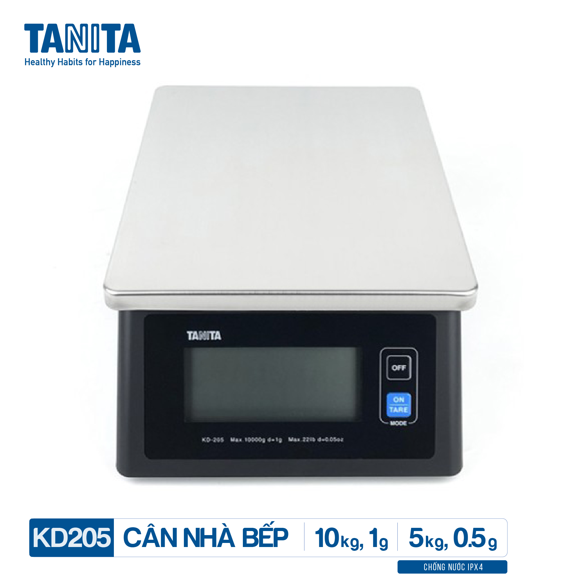 Cân tiểu ly điện tử nhà bếp chống nước IPX4 TANITA KD205,Chính hãng nhật bản có trừ bì,bền đẹp,chính xác,sử dụng làm bánh,cân tổ yến,cân hải sản và y học,tặng kèm pin