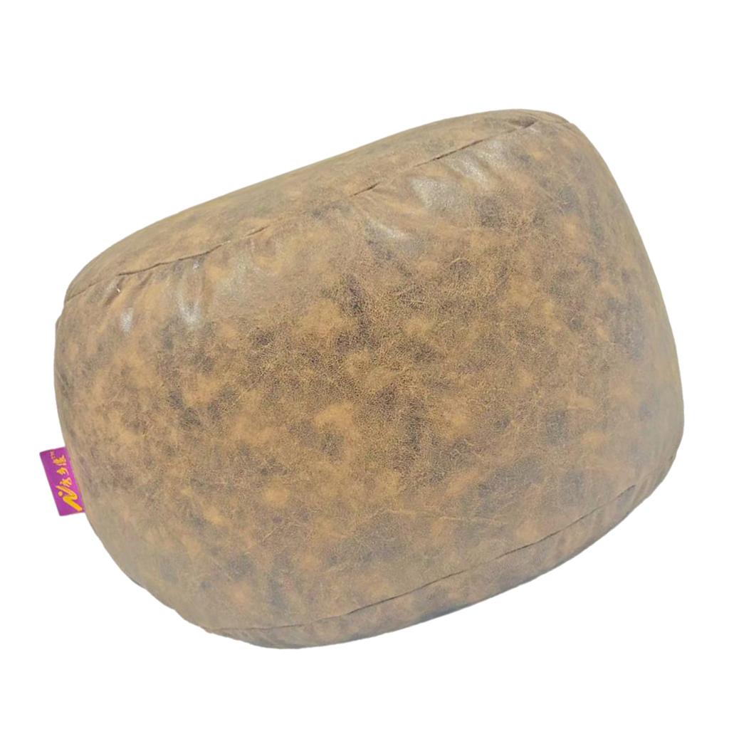 Brown Round Ottoman Pouf Cover Footstool Slipcover
