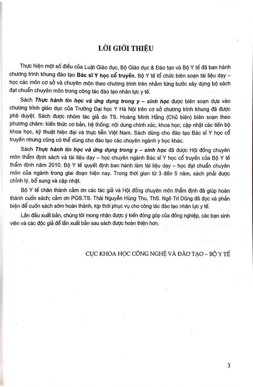 Thực Hành Tin Học Và Ứng Dụng Trong Y - Sinh Học