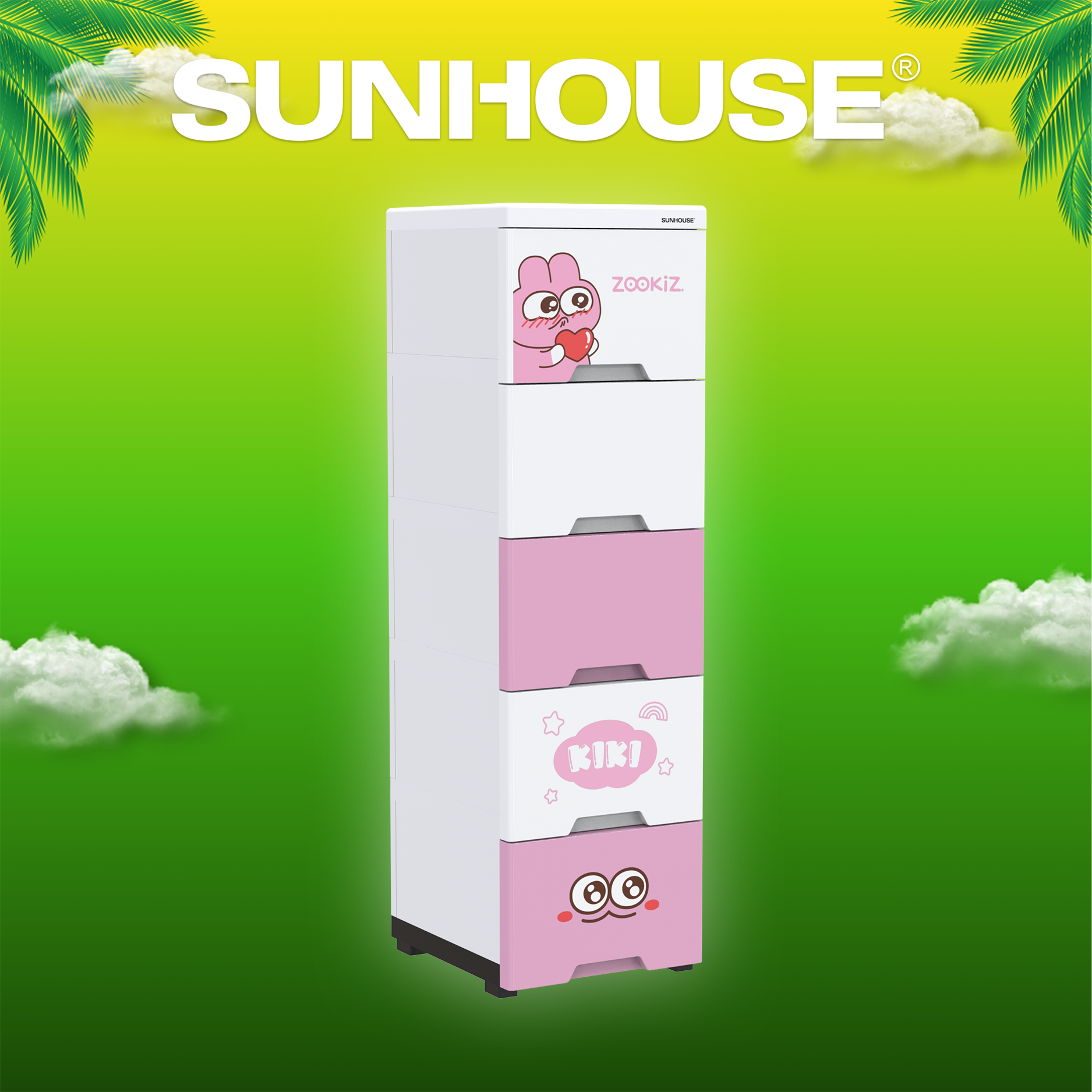 Tủ nhựa trẻ em 5 ngăn Happy Kids SUNHOUSE KS-CA343G5 - Hàng chính hãng