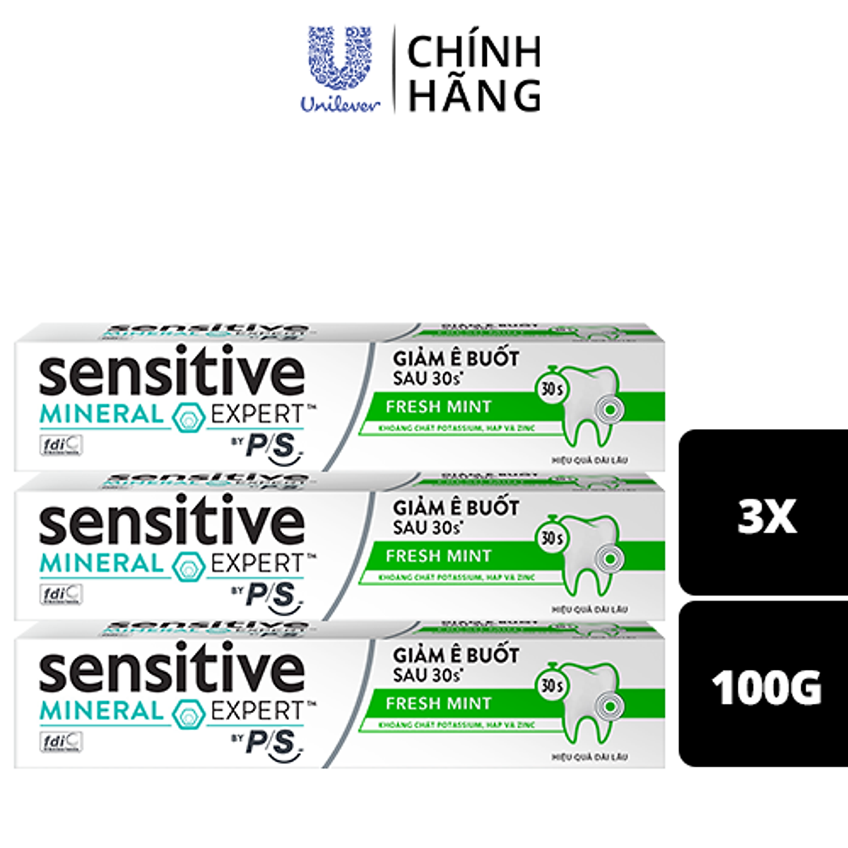 Combo 3 Kem Đánh Răng Sensitive Expert By P/S Fresh Mint Bạc Hà Thơm Mát 100g