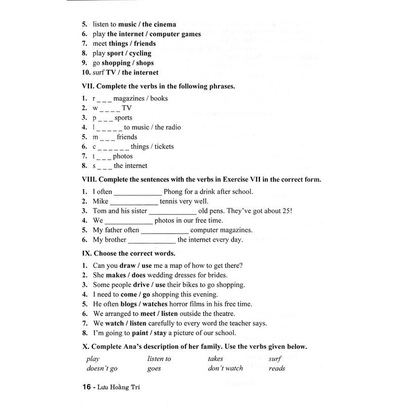 SÁCH - Bài tập tiếng anh 7 - không đáp án -MK