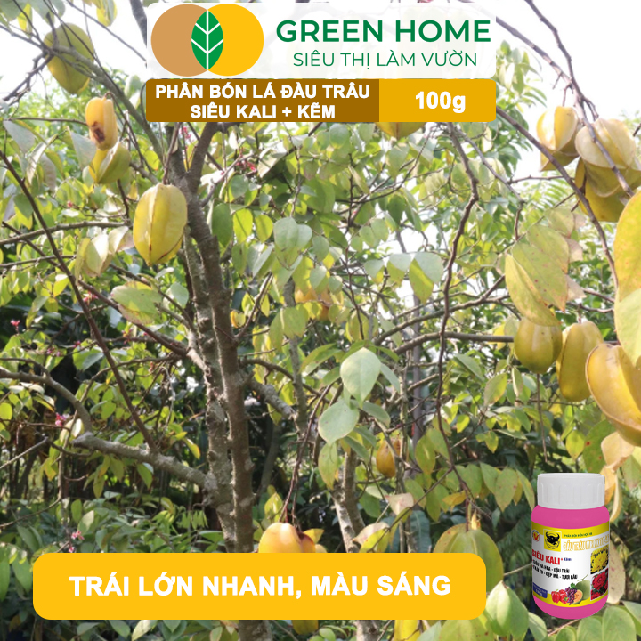 Phân Bón Lá Đầu Trâu Siêu Kali + Kẽm GreenHome, Hũ 100gr, Siêu Ra Hoa, Đậu Trái, Trái To, Đẹp Mã