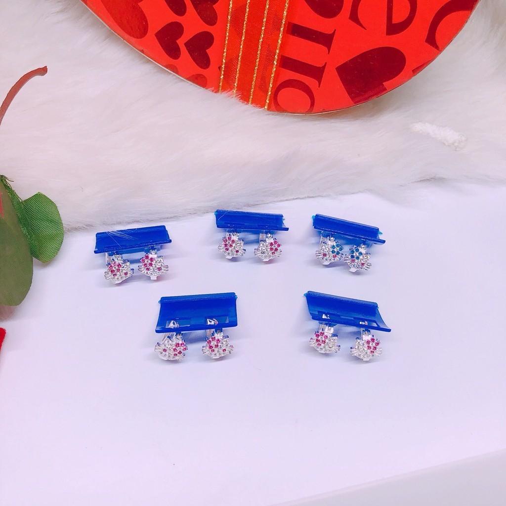 Bông tai bạc kiểu bấm "HELLO KITTY" cho bé siêu yêu