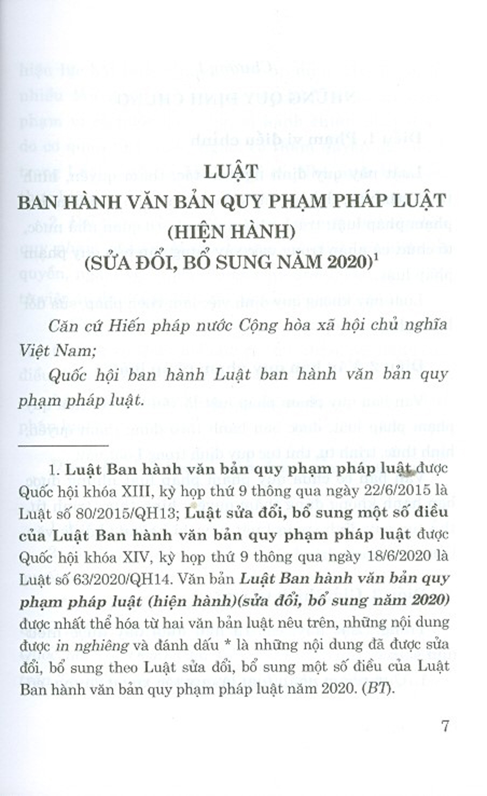 Luật Ban Hành Văn Bản Quy Phạm Pháp Luật (Hiện Hành) (Sửa Đổi, Bổ Sung Năm 2020)