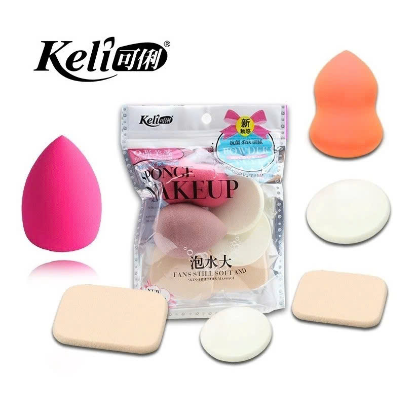 HỘP TÚI 6 Bông Mút Đánh Kem Nền Thông Minh - Mút trang điểm - Hàng Chính Hãng - ( Giao Màu ngẫu nhiên )