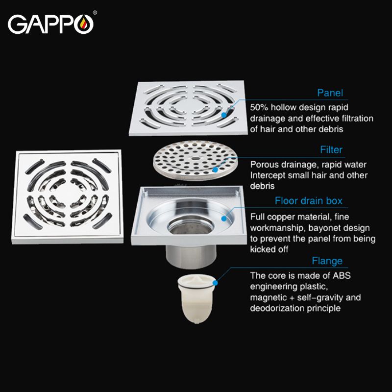 THOÁT SÀN ĐỒNG ĐÚC CAO CẤP NHẬP KHẨU NGA GAPPO G81052 MÀU CROME NGĂN MÙI TUYỆT ĐỐI - HÀNG CHÍNH HÃNG