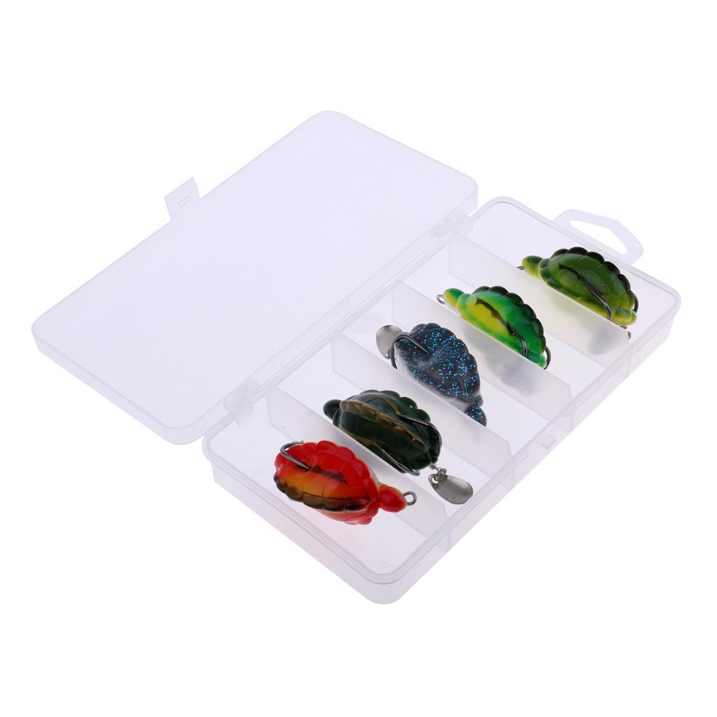 5Pcs Topwater Fishing Lure Hook Baits Crankbait Spinner Tortoise with Spoon