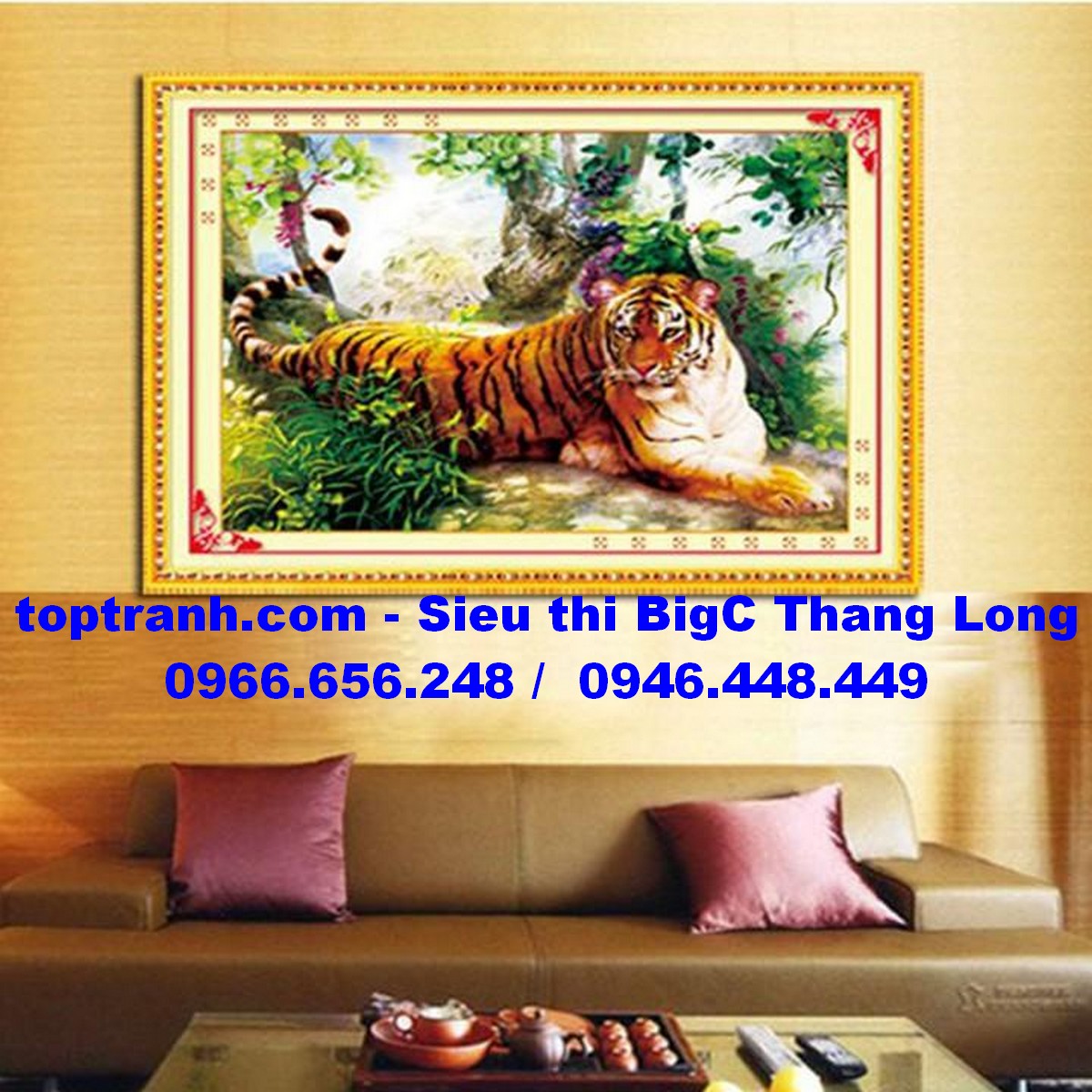 Tranh thêu chữ thập con hổ LV3499 chưa thêu