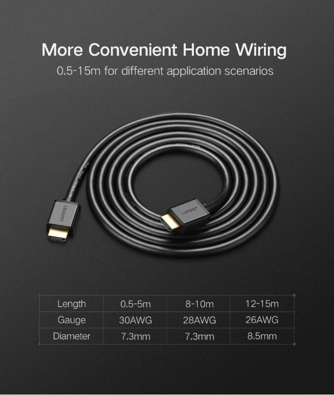 Ugreen UG50410HD104TK 100M màu Đen Cáp tín hiệu HDMI chuẩn 1.2 hỗ trợ phân giải 1080 - HÀNG CHÍNH HÃNG