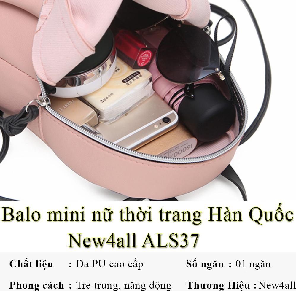 Balo mini nữ thời trang cá tính, năng động New4all ALS37 kiểu dáng Hàn Quốc
