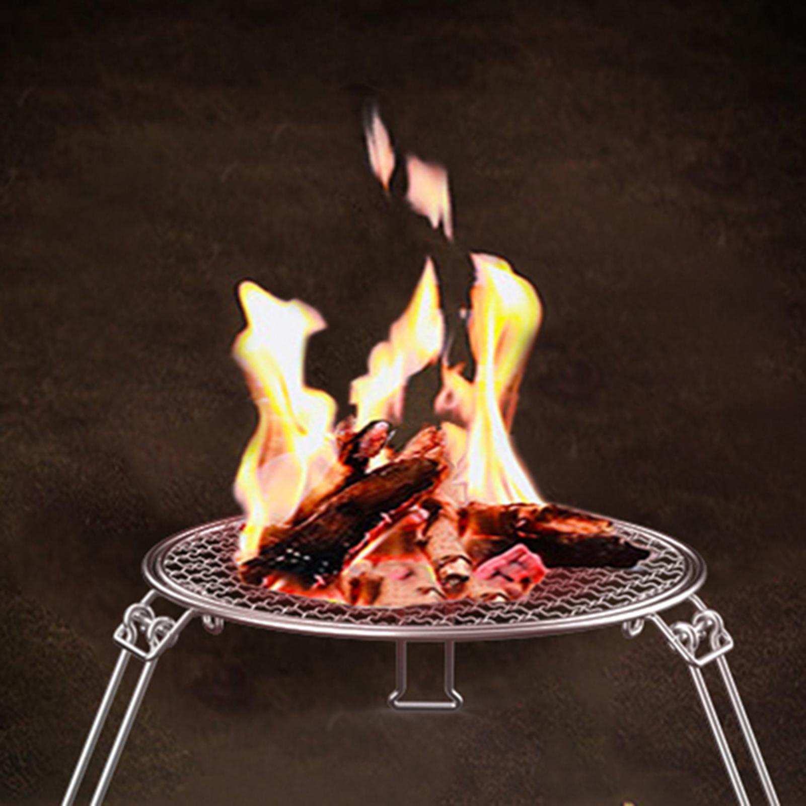 Thiết kế 3 chân Dày dặn có thể gập lại Gấp được Lửa trại Nướng BBQ Grate Di động để cắm trại Nấu ăn ngoài trời Có dã ngoại