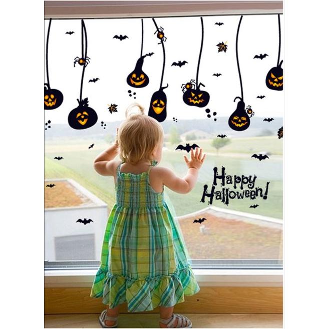 COMBO DECAL DÁN TƯỜNG - Rèm dây kết hợp Thành Phố Halloween
