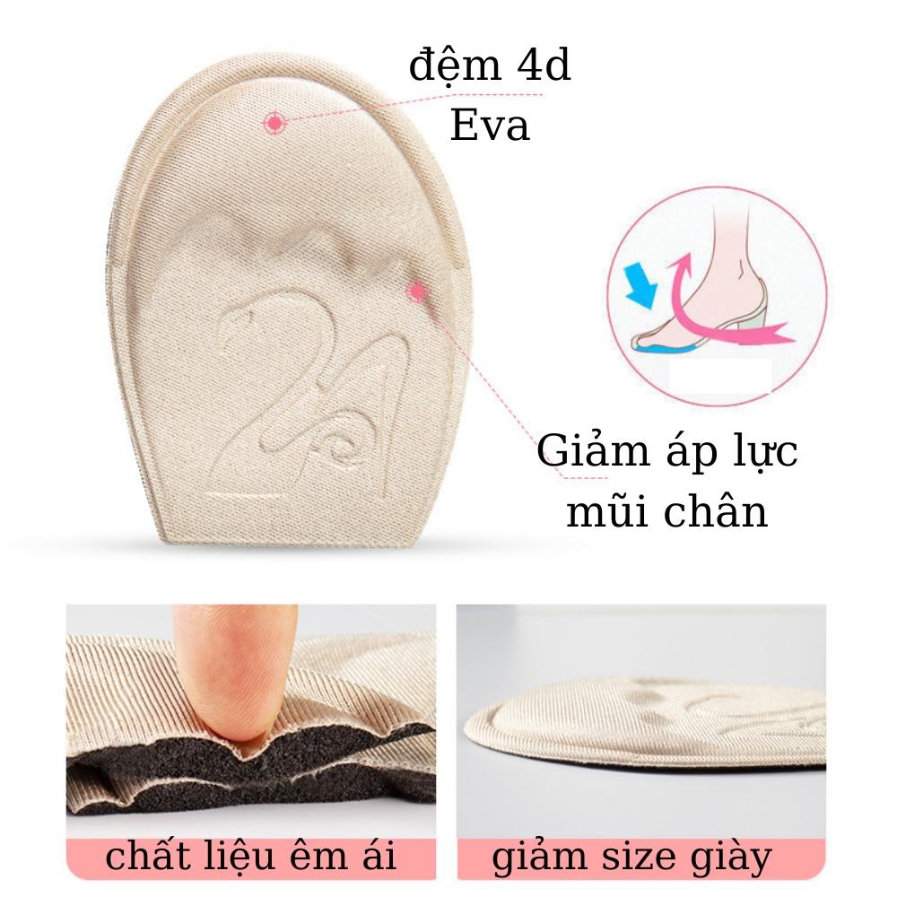 Miếng lót mũi giày 4D giảm size, chống trượt, giảm áp lực êm chân và thoáng khí. Lót mũi giày chống rộng