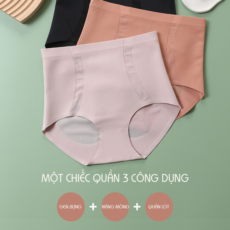 Quần Lót Cạp Cao Gen Bụng Nâng Mông Kháng Khuẩn Pha Lưới Siêu Thoáng Cao Cấp P525