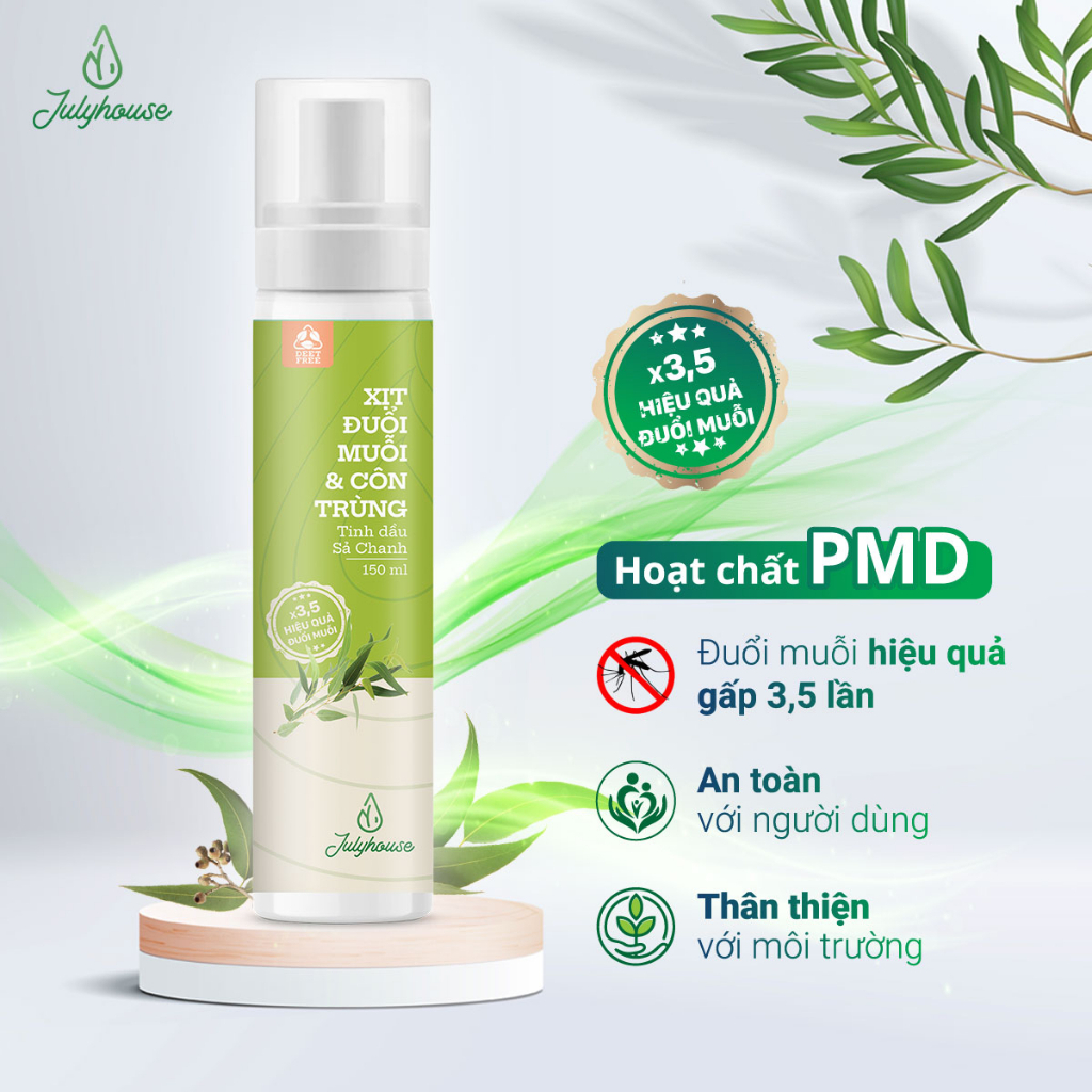 (Mới) Xịt phòng đuổi muỗi Julyhouse 20ml/150m tinh dầu sả chanh công thức cải tiến mới xua đuổi côn trùng hiệu quả