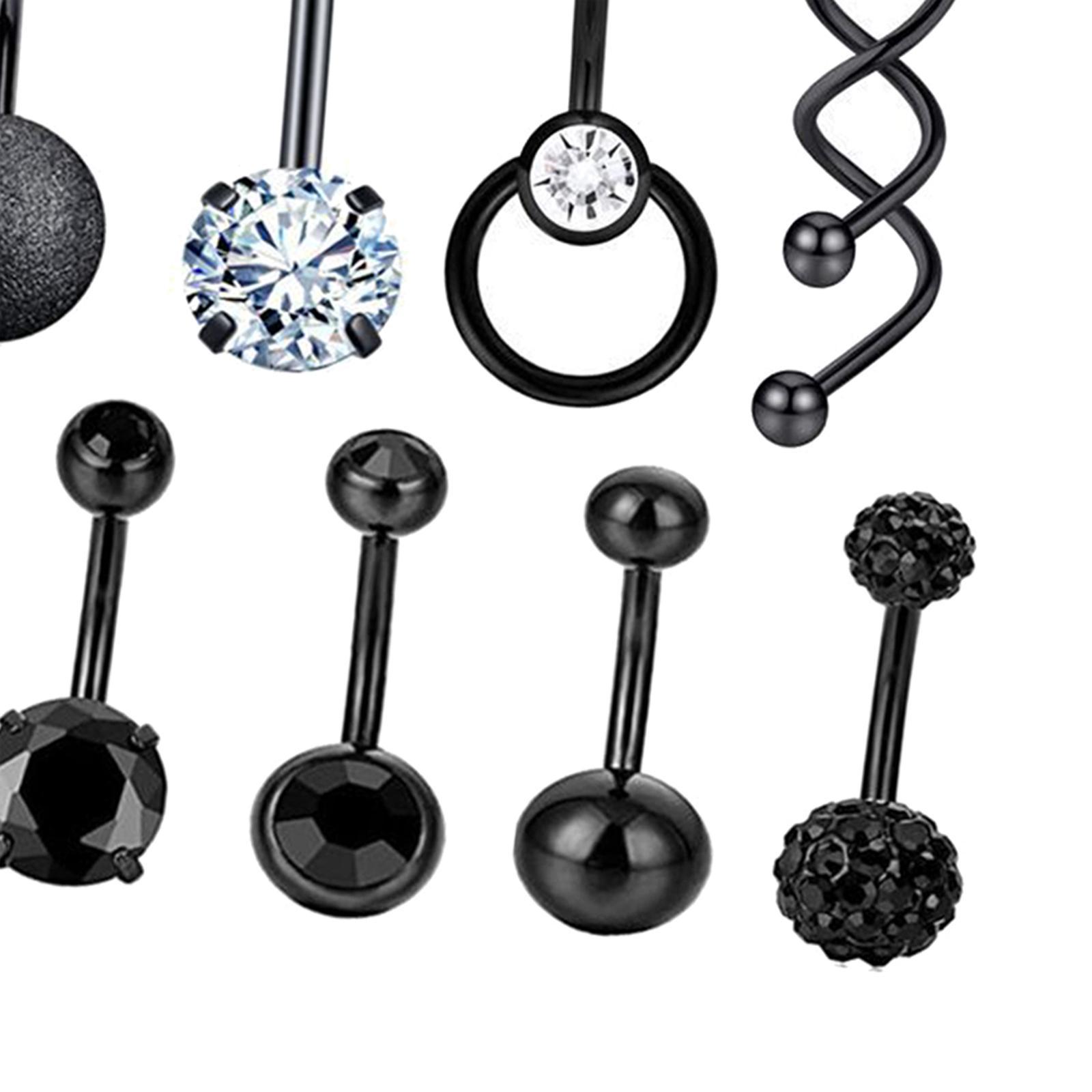 10Pcs Belly Button Rings Piercing Body Jewelry Stainless Steel for Women Men