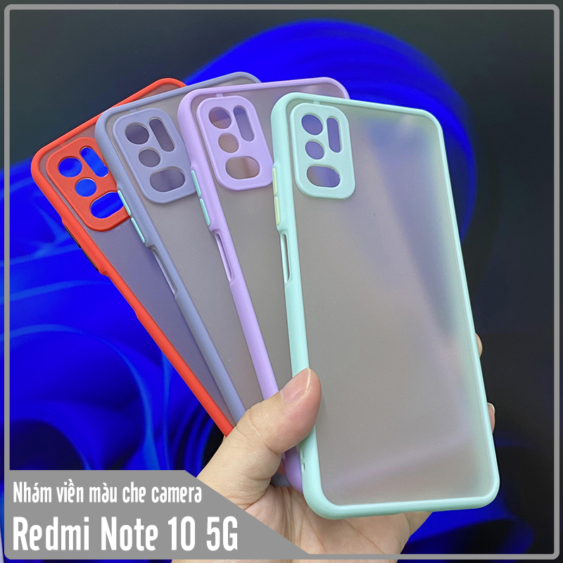 Ốp lưng cho Xiaomi Redmi Note 10 5G nhám viền màu che camera