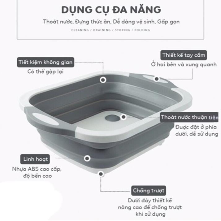 Chậu Gấp Gọn - Thớt kiêm Chậu gấp gọn đa năng tiện dụng 3 in 1