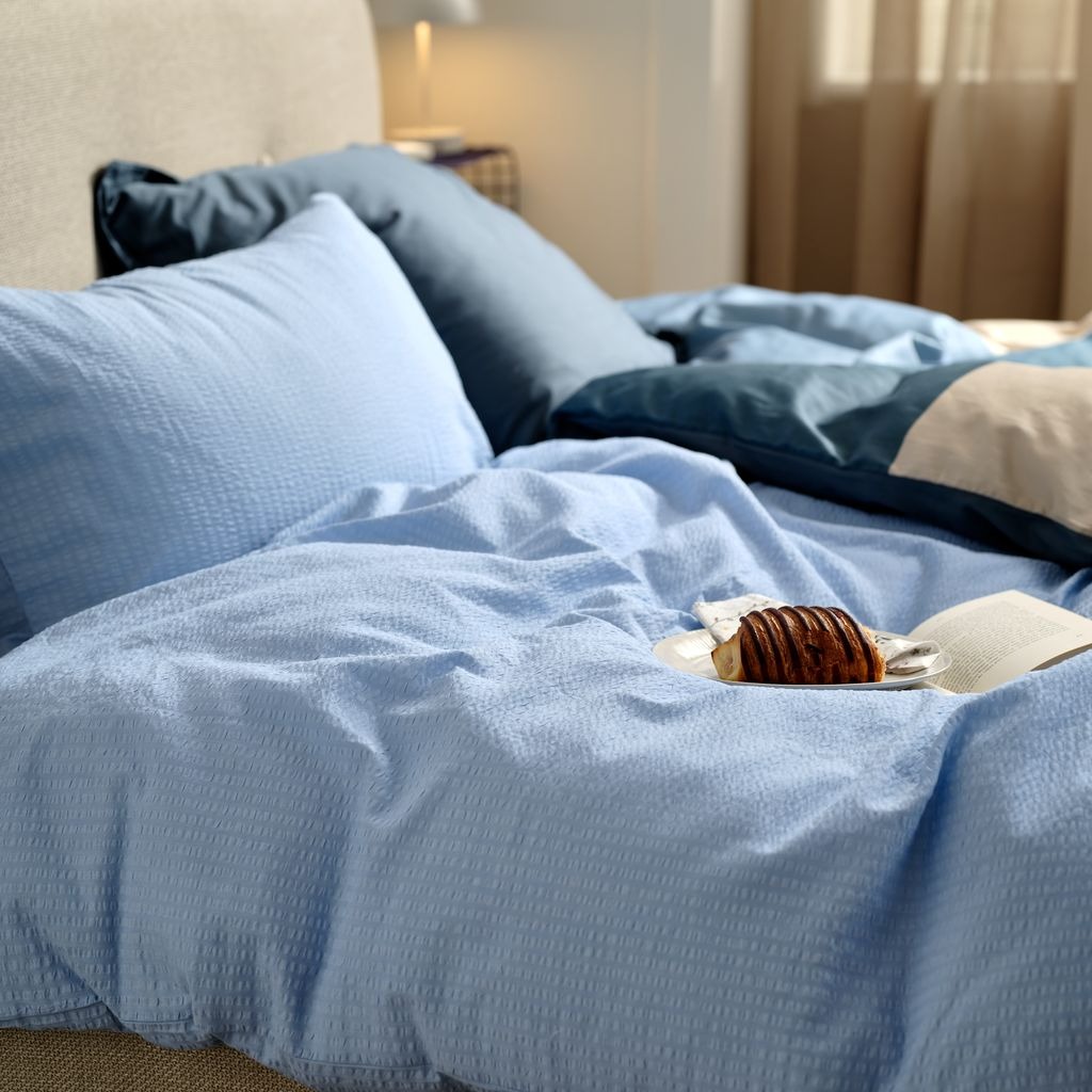 Bộ vỏ chăn gối đôi cotton | JYSK Tinne | xanh nhạt | R200xD220cm/R50xD70cm