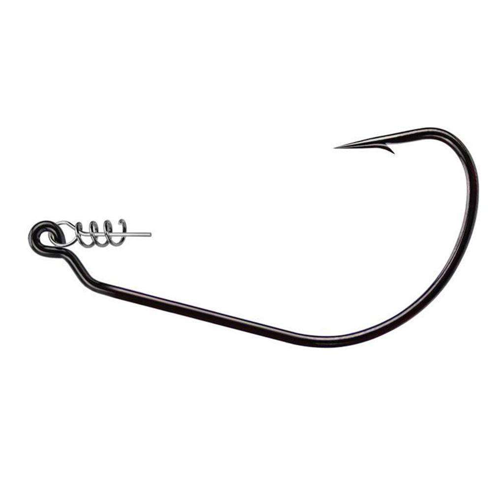 50Pcs Worm Hooks with Box Black Nickel High Carbon Steel Bait Jig Hooks Set