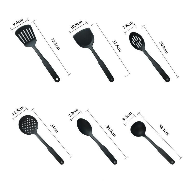 6 Cái/bộ Đen Đồ Dùng Nhà Bếp Bộ Không Dính Đồ Dùng Nhà Bếp Nấu Ăn Dụng Cụ Thìa Canh GÀU MÚC Thìa Đũa Dụng Cụ Xẻng Tiện Ích Phụ Kiện