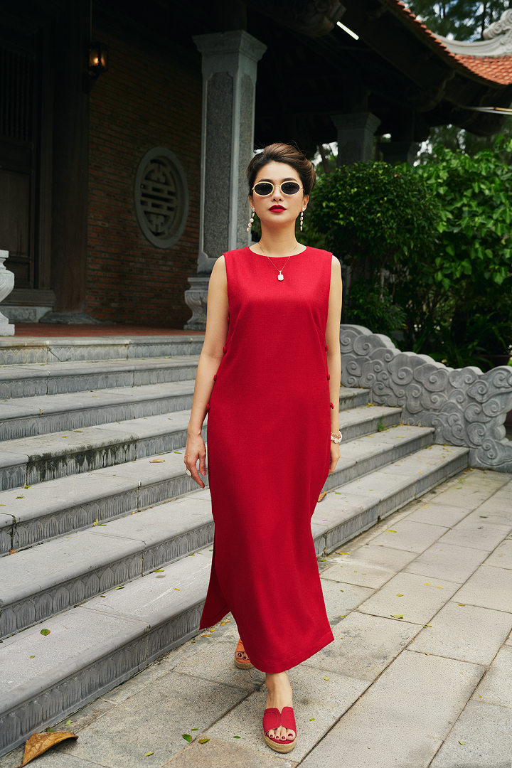 Đầm Xẻ Tweed Lộc DRE223 thời trang thiết kế Hity