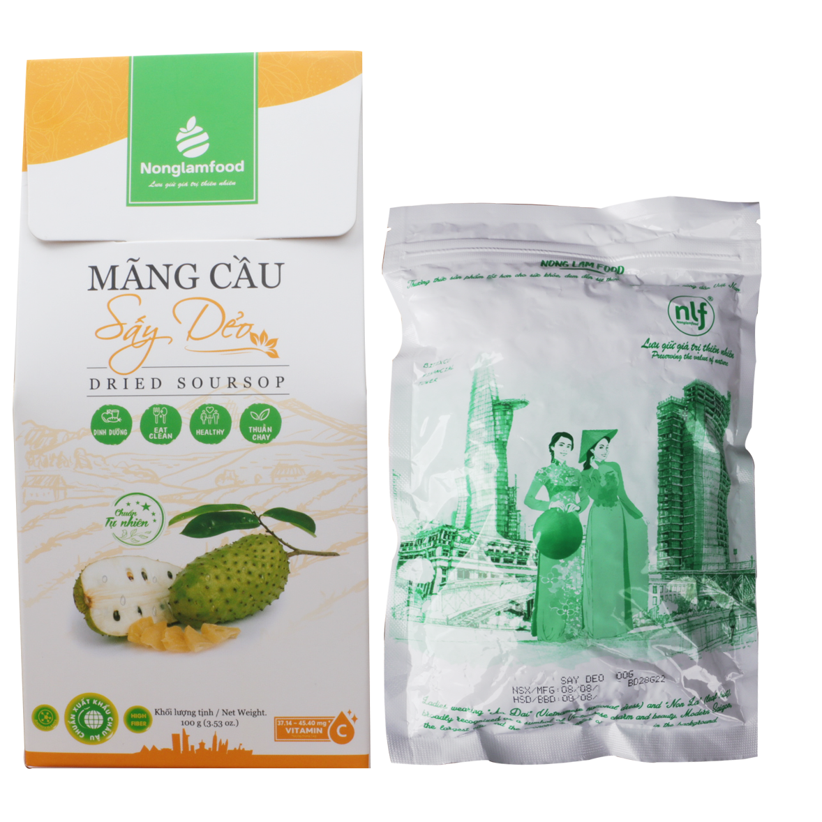 Combo 10 hộp Mãng cầu sấy dẻo Nonglamfood hộp 100g | Giảm cân, đẹp da, giữ dáng hiệu quả, ăn vặt healthy snack