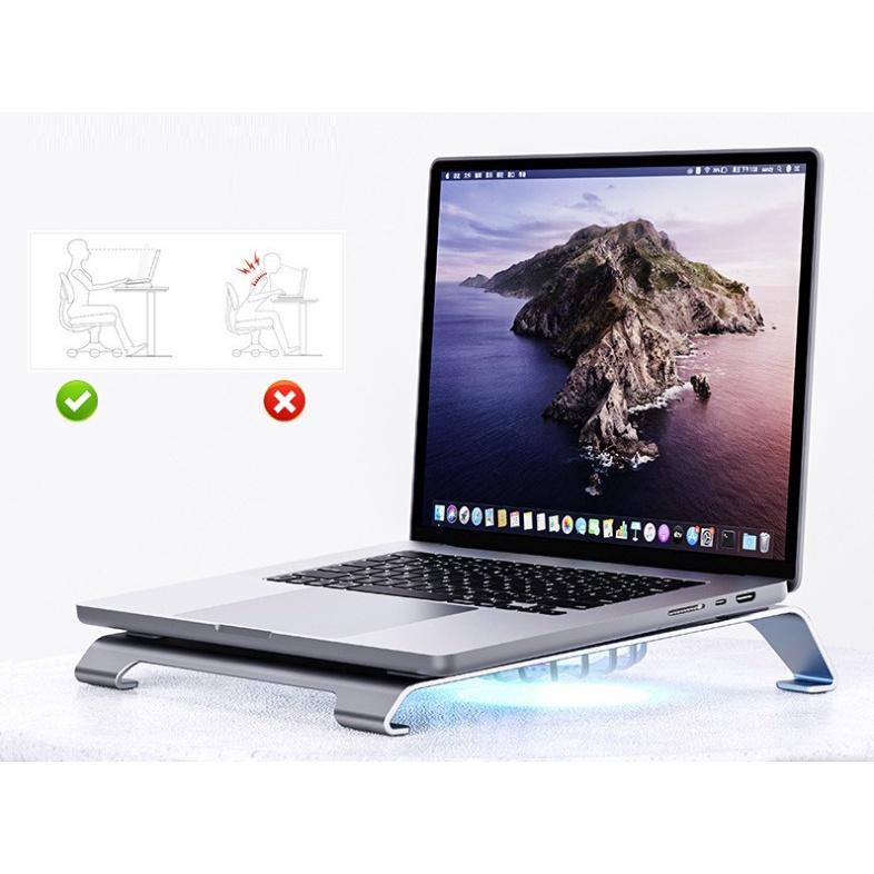 Giá Đỡ Laptop Nhôm 2 Quạt Tản Nhiệt LED Kê Đỡ Máy Tính 11 inch -16 inch Cao Cấp Để Bàn P17F