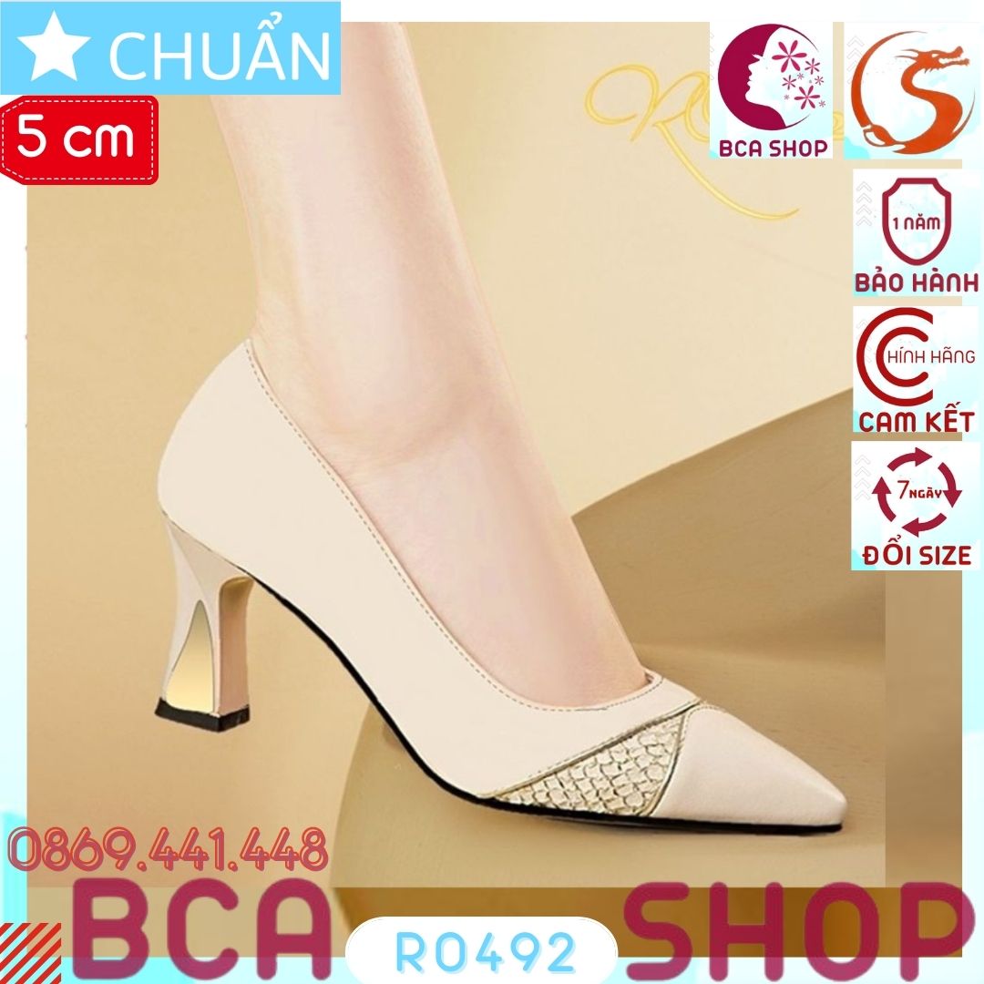 Giày cao gót nữ bít mũi 5p RO492 ROSATA tại BCASHOP kiểu dáng công sở sang chảnh và đẳng cấp - màu trắng kem