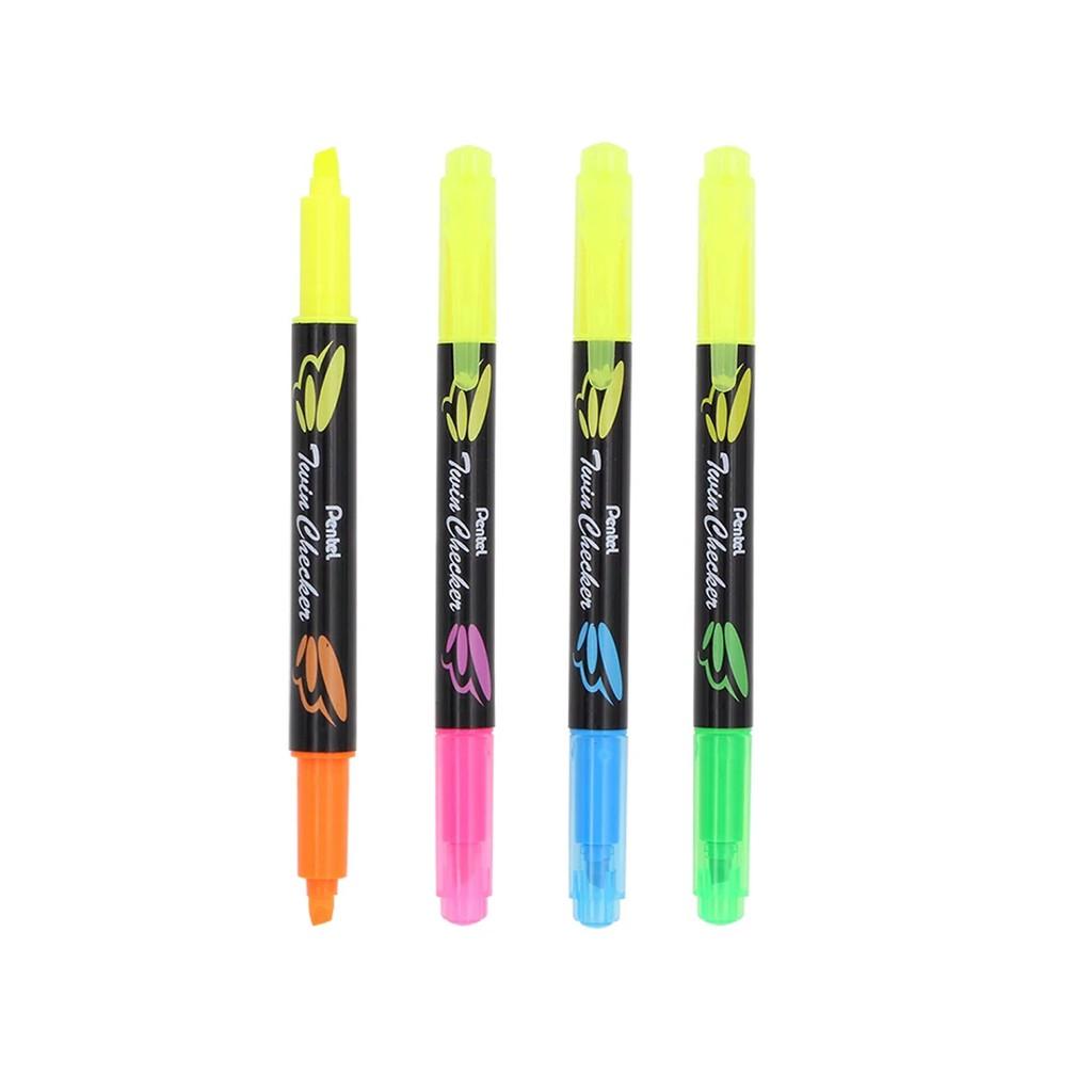 Bút Nhớ Dòng 2 Đầu Pentel SLW8 | Thiết Kế Độc Đáo Với Hai Màu Mực Dạ Quang Tiện Lợi | Màu Dạ Quang Tươi Sáng Rõ Nét