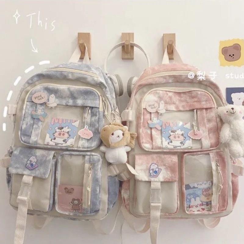 BALO ULZZANG 2 LỚP CHỐNG NƯỚC THỜI TRANG ĐI HỌC ĐI CHƠI DẼ THƯƠNG ĐÁNG YÊU - Cặp xách dễ thương
