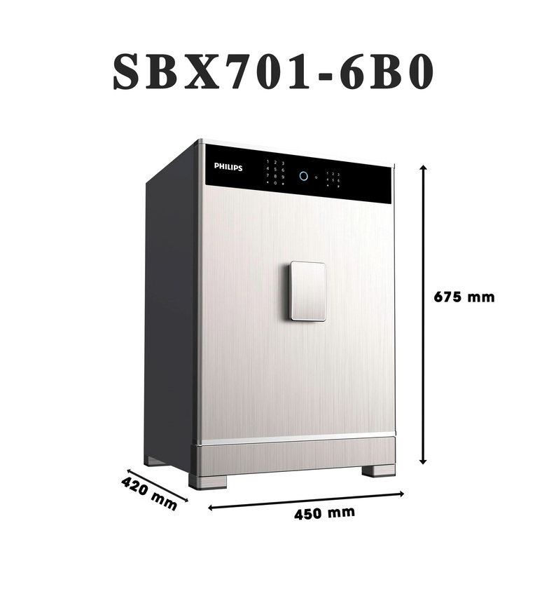 Két sắt điện tử thông minh vân tay, mã số ảo. Thương hiệu Hà Lan cao cấp Philips SBX701-6B0. Hàng nhập khẩu