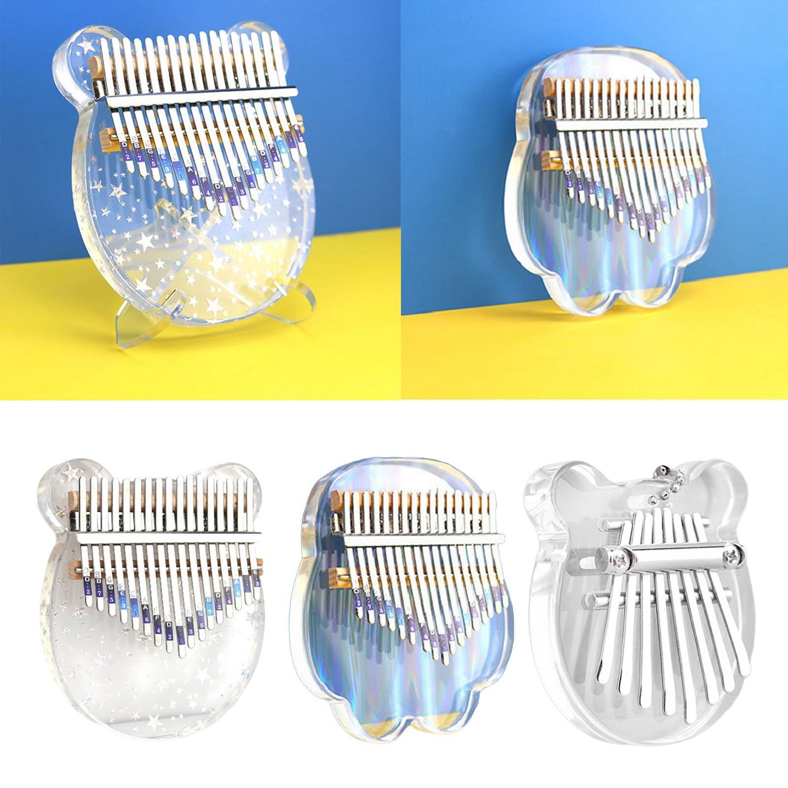 17 Keys Acrylic Kalimba Thumb Piano Finger Mbira Keyboard Music Instrument Tool for Kids Adults Beginners