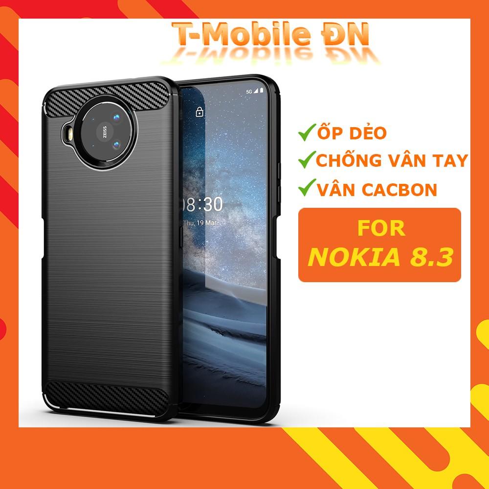 Ốp lưng cho Nokia 8.3 dẻo Cacbon phay xước chống sốc chống vân tay